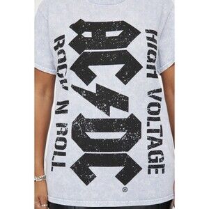 AC/DC T Shirt Medium Unisex Gray Wash Graphic Print Band Tee High Voltage NWOT